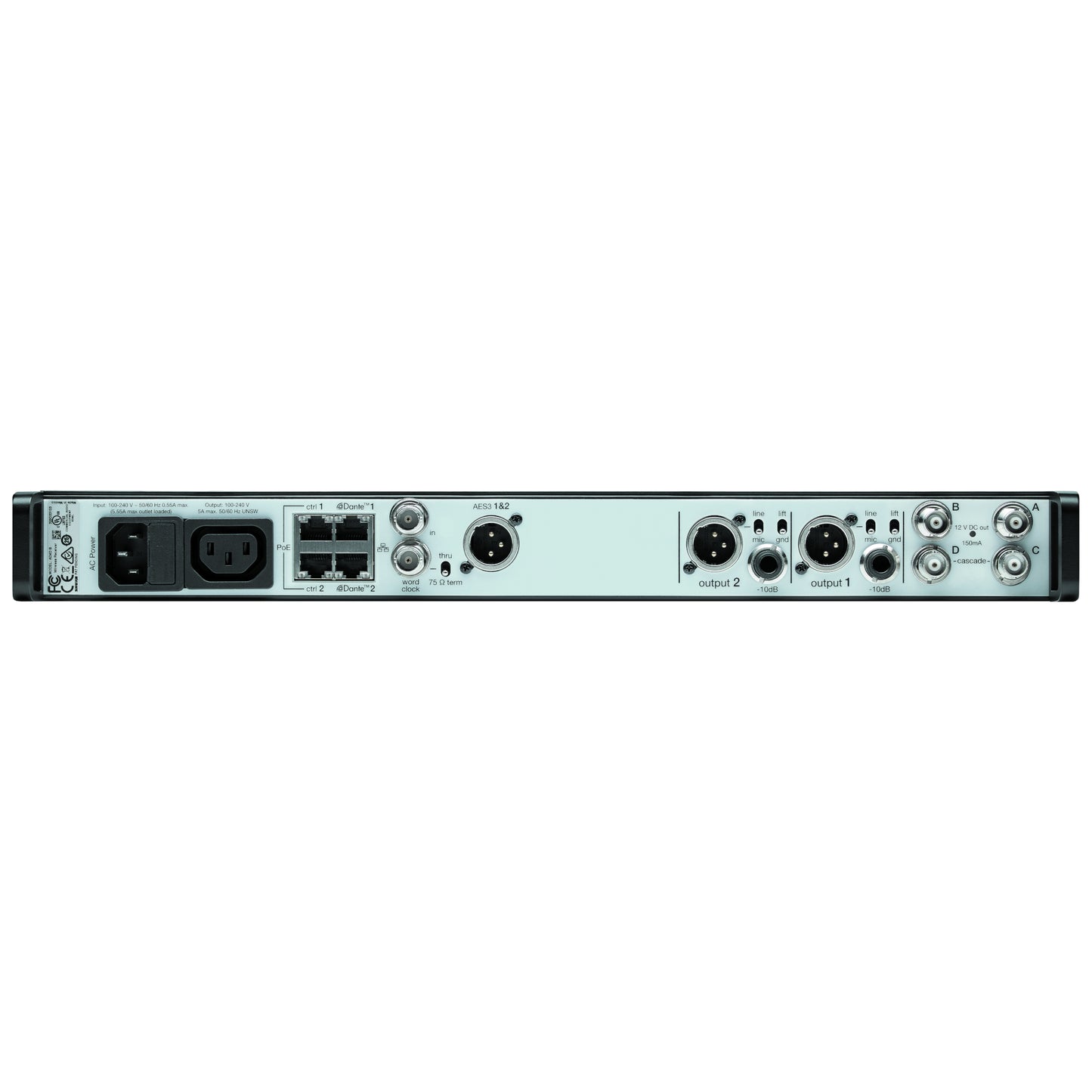 Shure AD4D Dual-Channel Receiver back