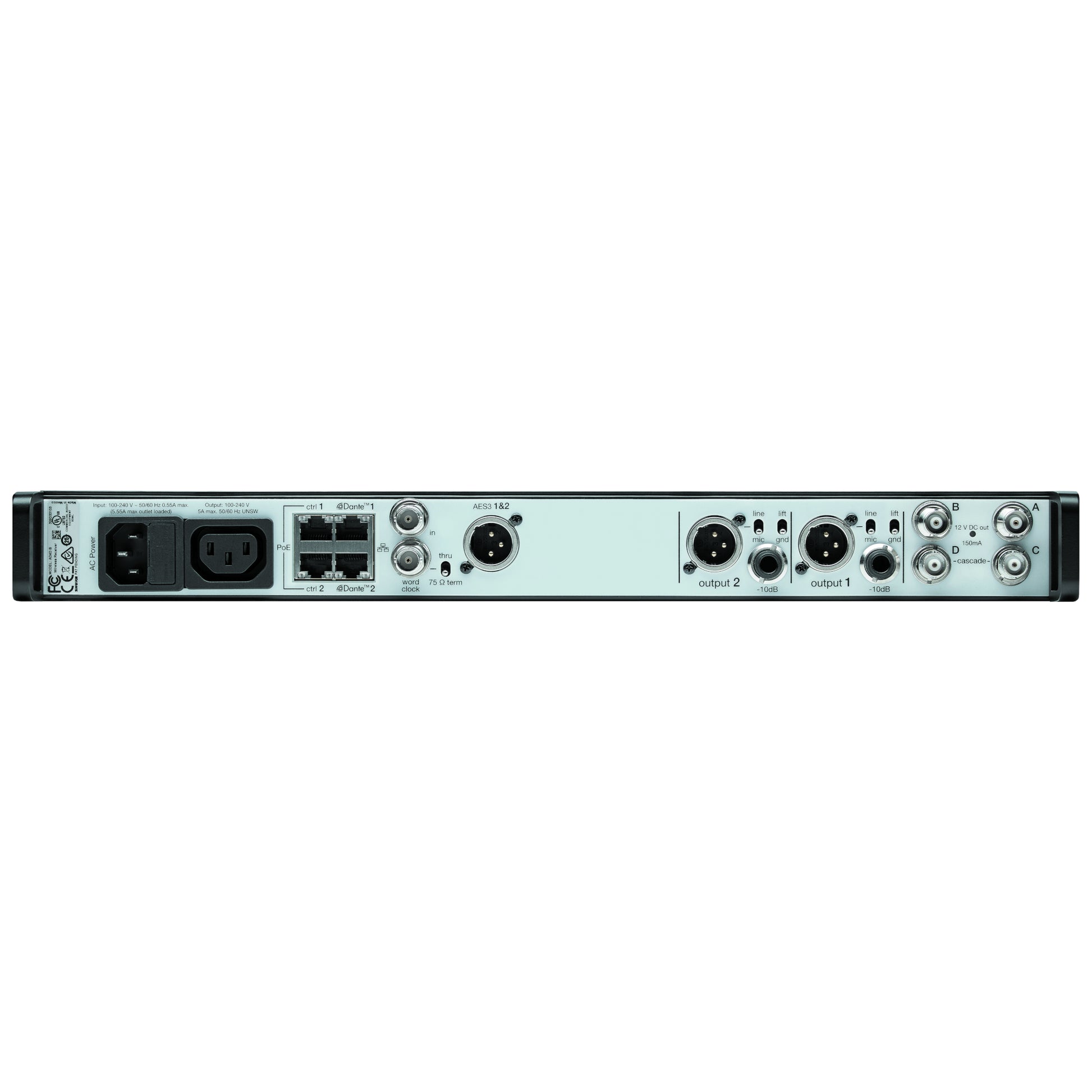 Shure AD4D Dual-Channel Receiver back