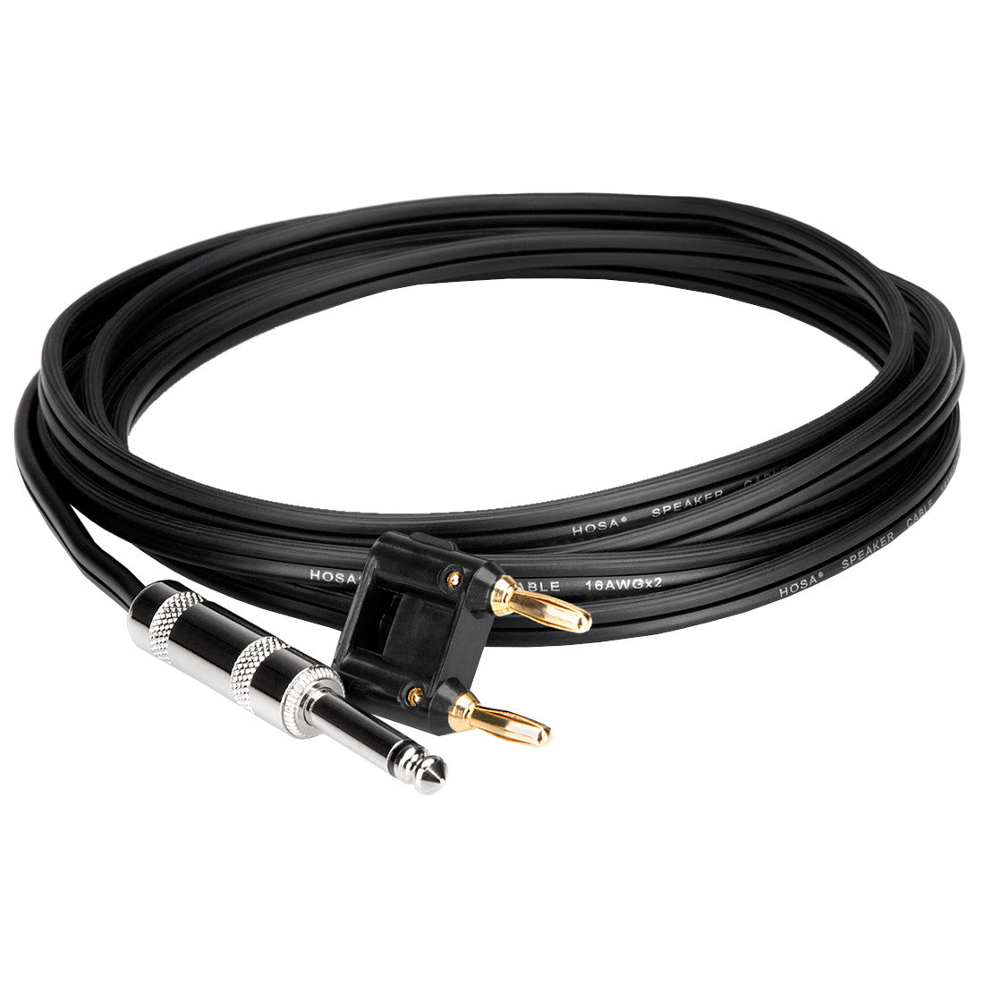Hosa 1/4 TS to Dual Banana Black Zip-Style Jacket Speaker Cable