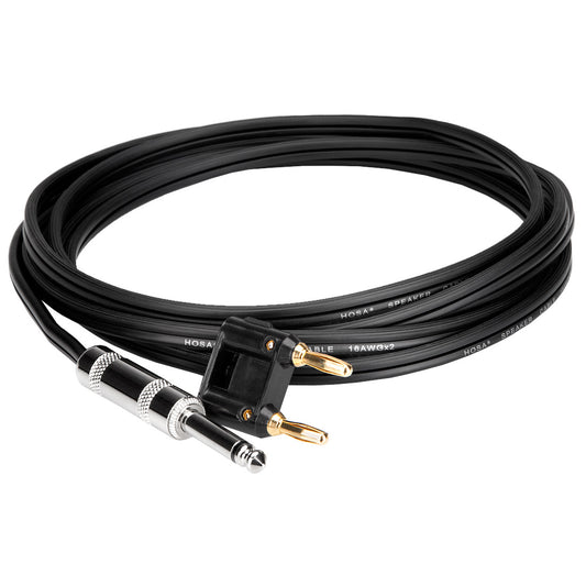 Hosa 1/4 TS to Dual Banana Black Zip-Style Jacket Speaker Cable