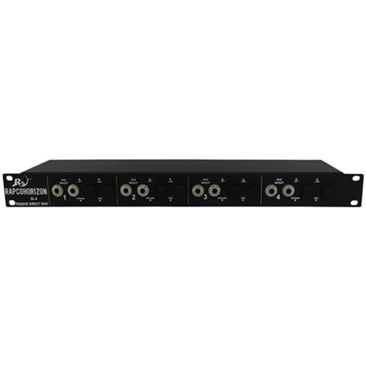 RapcoHorizon SL-4 front panel with four numbered channels, Hi-Z jacks, ground lift and line switches