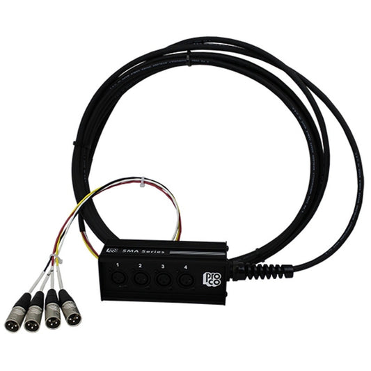 ProCo Sound SMAST 4-channel drop snake coiled with SMA Series stage box and XLR fan-out tails