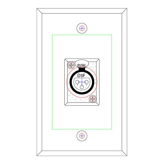ProCo Sound Single Gang Stainless Steel Wall Plate | 1x S-Craft D3F