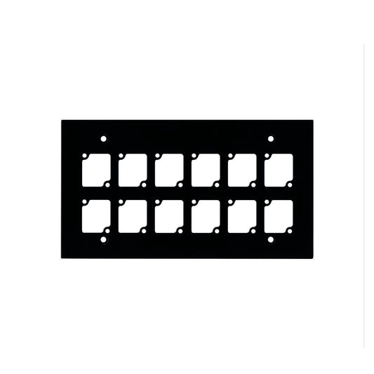 Ace Backstage WP-4012 CONNECTRIX four-gang wall panel in black with 12 D-series connector cutouts