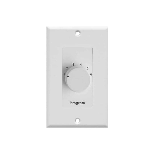 Lowell CS6 Program Selector Switch 6-Source Rotary Wall Switch | Decorator | White