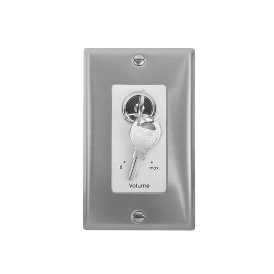 Lowell KL100 100W Mono Volume Control with Key Switch | Stainless Steel & White | With Bypass