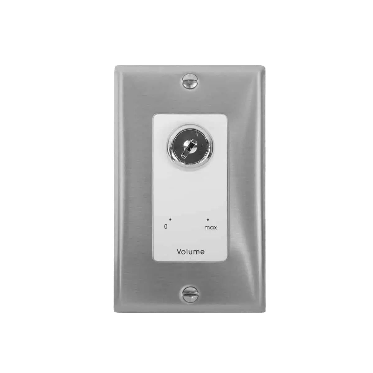 Lowell KL100 100W Mono Volume Control with Key Switch | Stainless Steel & White | With Bypass