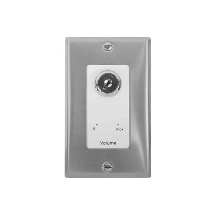 Lowell KL100 100W Mono Volume Control with Key Switch | Stainless Steel & White | With Bypass