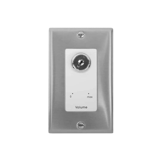 Lowell KL100 100W Mono Volume Control with Key Switch | Stainless Steel & White | With Bypass