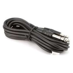 MC65 10 ft 1/4" TRS to mini TRS adapter cable coiled and tied with black cable, showing both TRS connector ends, Lectrosonics