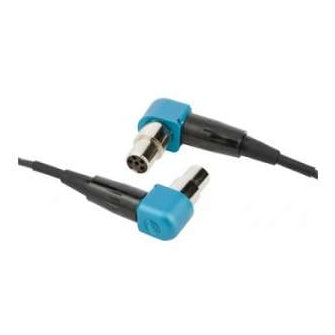 RATPAC right angle TA5 connector kit pair of black cables with blue right-angle housings, one showing female socket pins, Lectrosonics