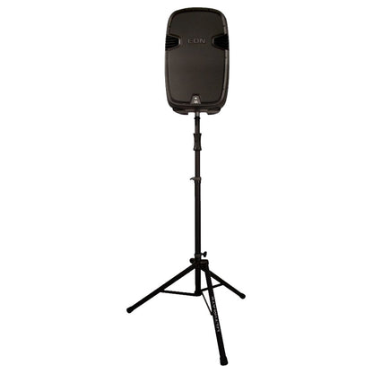 Ultimate Support TS-100B Air-Powered Speaker Stand with speaker mounted