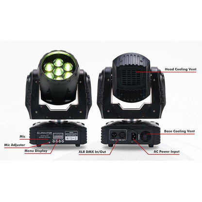 Eliminator Lighting Stealth Wash Zoom Compact Moving Head displays