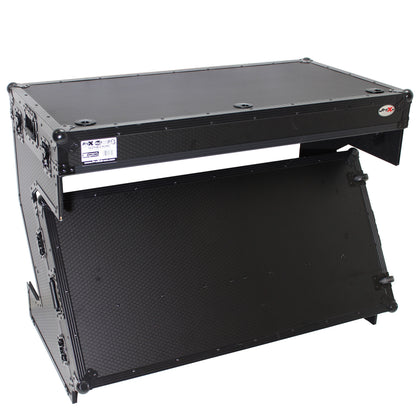 ProX Z-Table Folding DJ Table Mobile DJ Workstation With Wheels | Black