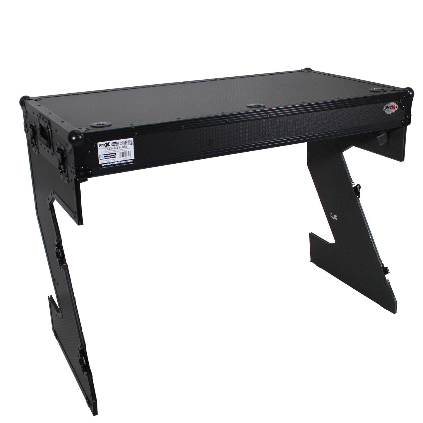 ProX Z-Table Folding DJ Table Mobile DJ Workstation With Wheels | Black