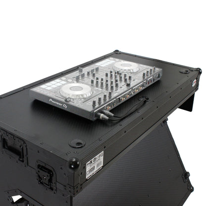 ProX Z-Table Folding DJ Table Mobile DJ Workstation With Wheels | Black