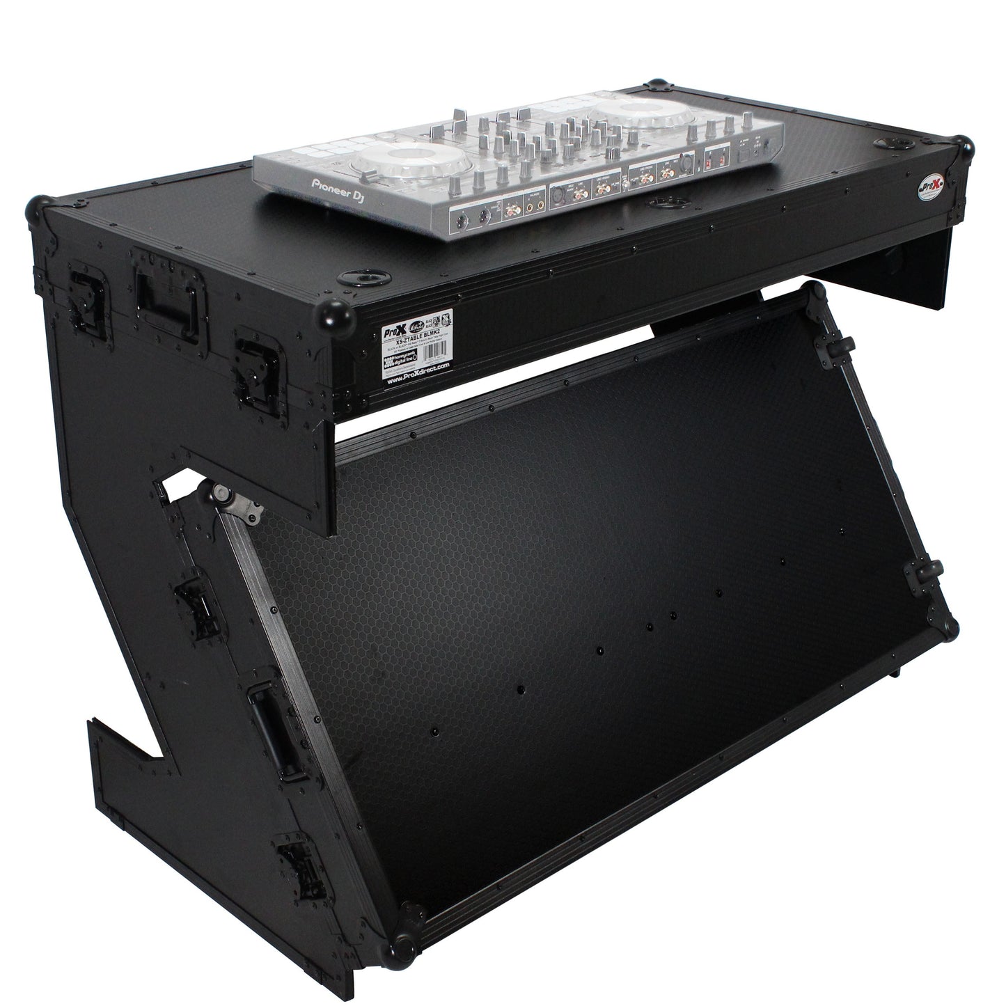 ProX Z-Table Folding DJ Table Mobile DJ Workstation With Wheels | Black