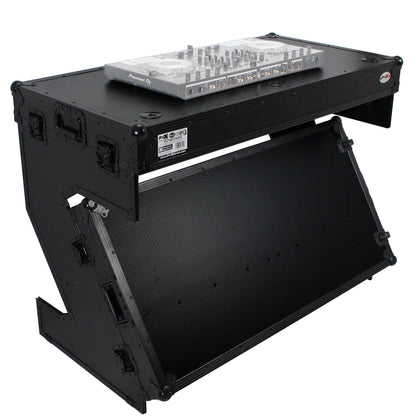 ProX Z-Table Folding DJ Table Mobile DJ Workstation With Wheels | Black