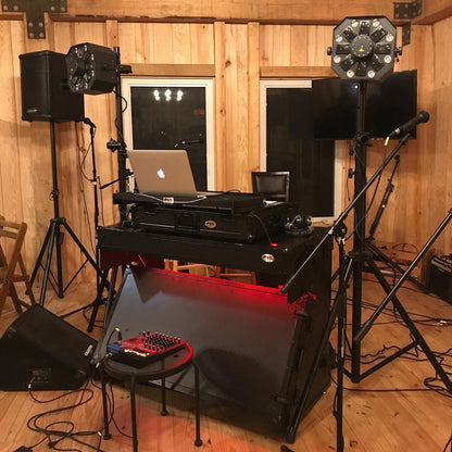 ProX Z-Table Folding DJ Table Mobile DJ Workstation With Wheels | Black