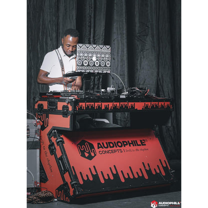 ProX Z-Table Folding DJ Table Mobile DJ Workstation With Wheels | Black