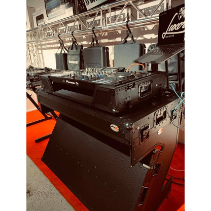ProX Z-Table Folding DJ Table Mobile DJ Workstation With Wheels | Black