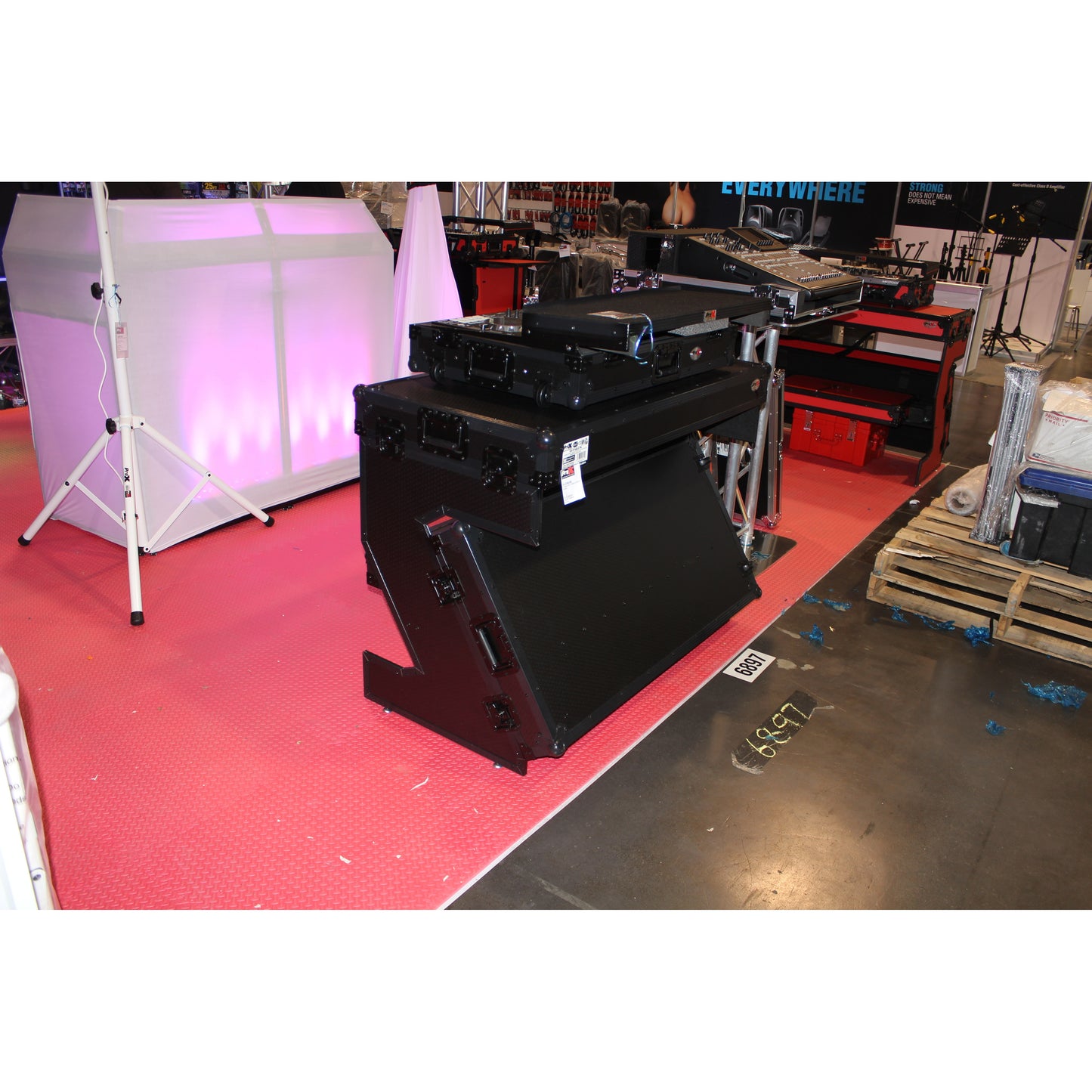 ProX Z-Table Folding DJ Table Mobile DJ Workstation With Wheels | Black