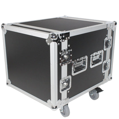 ProX T-10RSP24W 10U Shockproof Amp Rack ATA Flight Case With Casters