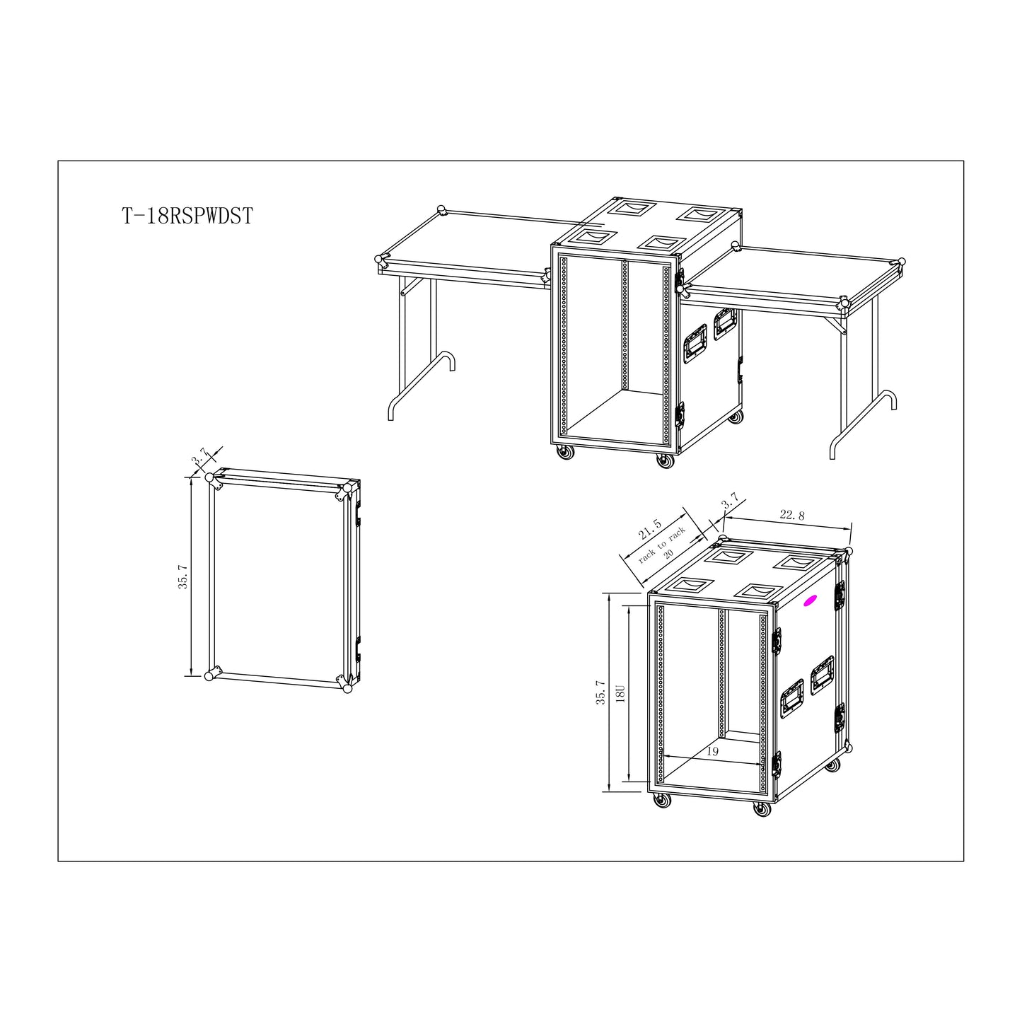 ProX T-18RSPWDST 18U Vertical Shockproof Amp Rack Case With Casters