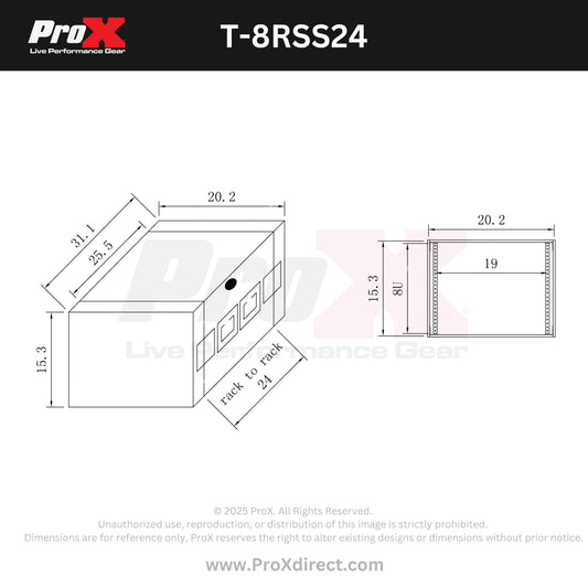 ProX T-8RSS24 8U Rack Mount ATA Flight Case 24 Inch Depth