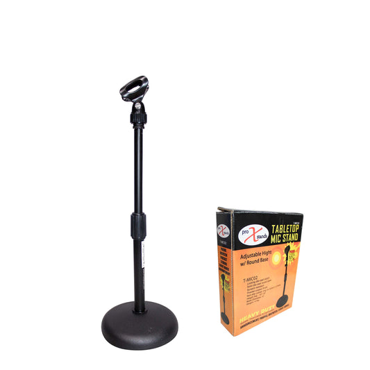 ProX Microphone Stand Compact Stable Mic Support | 6 in Round Desktop | No Boom | 8"-16"