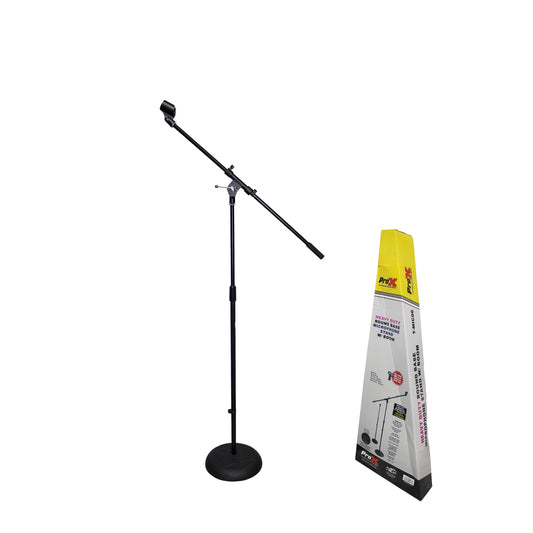 ProX Microphone Stand Compact Stable Mic Support | Round Weighted | 32 in Boom | 36"-56"