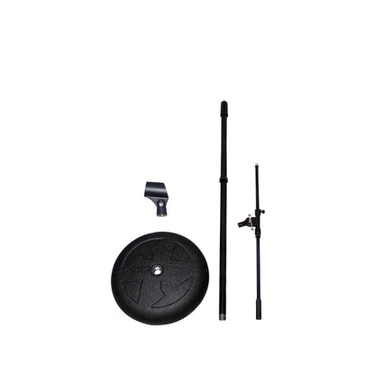ProX Microphone Stand Compact Stable Mic Support | Round Weighted | 32 in Boom | 36"-56"