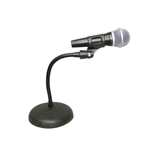 ProX Microphone Stand Compact Stable Mic Support | 6 in Round Desktop | 12 in Gooseneck | 12" Fixed