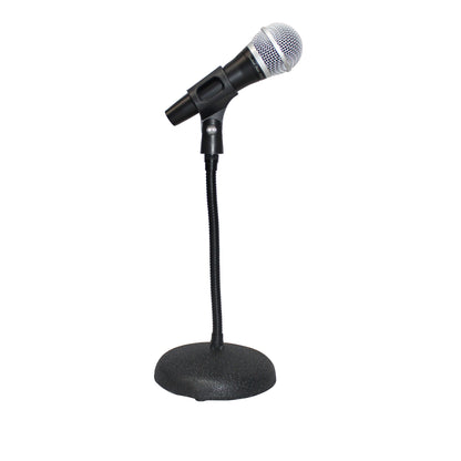 ProX Microphone Stand Compact Stable Mic Support | 6 in Round Desktop | 12 in Gooseneck | 12" Fixed