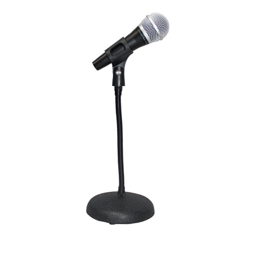 ProX Microphone Stand Compact Stable Mic Support | 6 in Round Desktop | 12 in Gooseneck | 12" Fixed