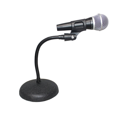 ProX Microphone Stand Compact Stable Mic Support | 6 in Round Desktop | 12 in Gooseneck | 12" Fixed