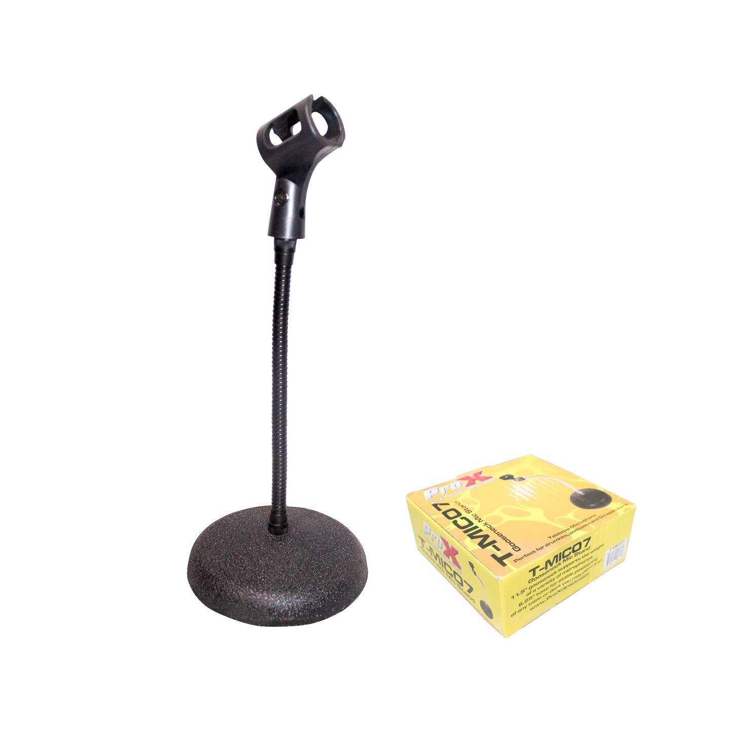 ProX Microphone Stand Compact Stable Mic Support | 6 in Round Desktop | 12 in Gooseneck | 12" Fixed