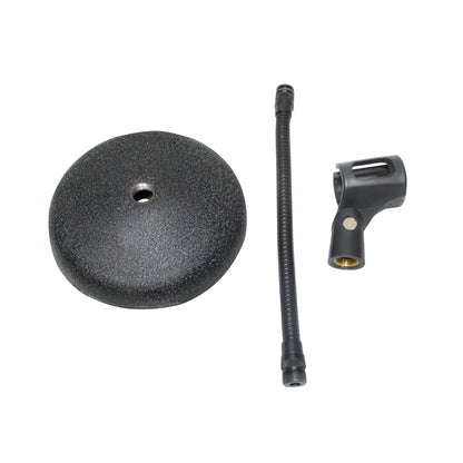 ProX Microphone Stand Compact Stable Mic Support | 6 in Round Desktop | 12 in Gooseneck | 12" Fixed