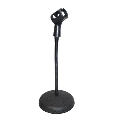 ProX Microphone Stand Compact Stable Mic Support | 6 in Round Desktop | 12 in Gooseneck | 12" Fixed