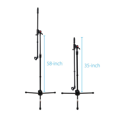 ProX Microphone Stand Compact Stable Mic Support | Tripod | 37 in Boom | 35"-91"