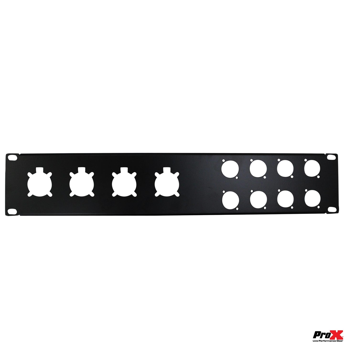 ProX Rack Panel 2U Rack Mount Panel For 19" Cases | Unloaded Patch Panel (8 XLR D + 4 NL4/NAC3)
