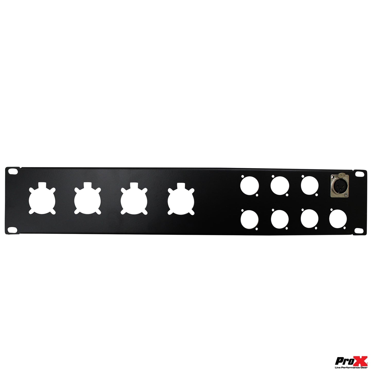 ProX Rack Panel 2U Rack Mount Panel For 19" Cases | Unloaded Patch Panel (8 XLR D + 4 NL4/NAC3)