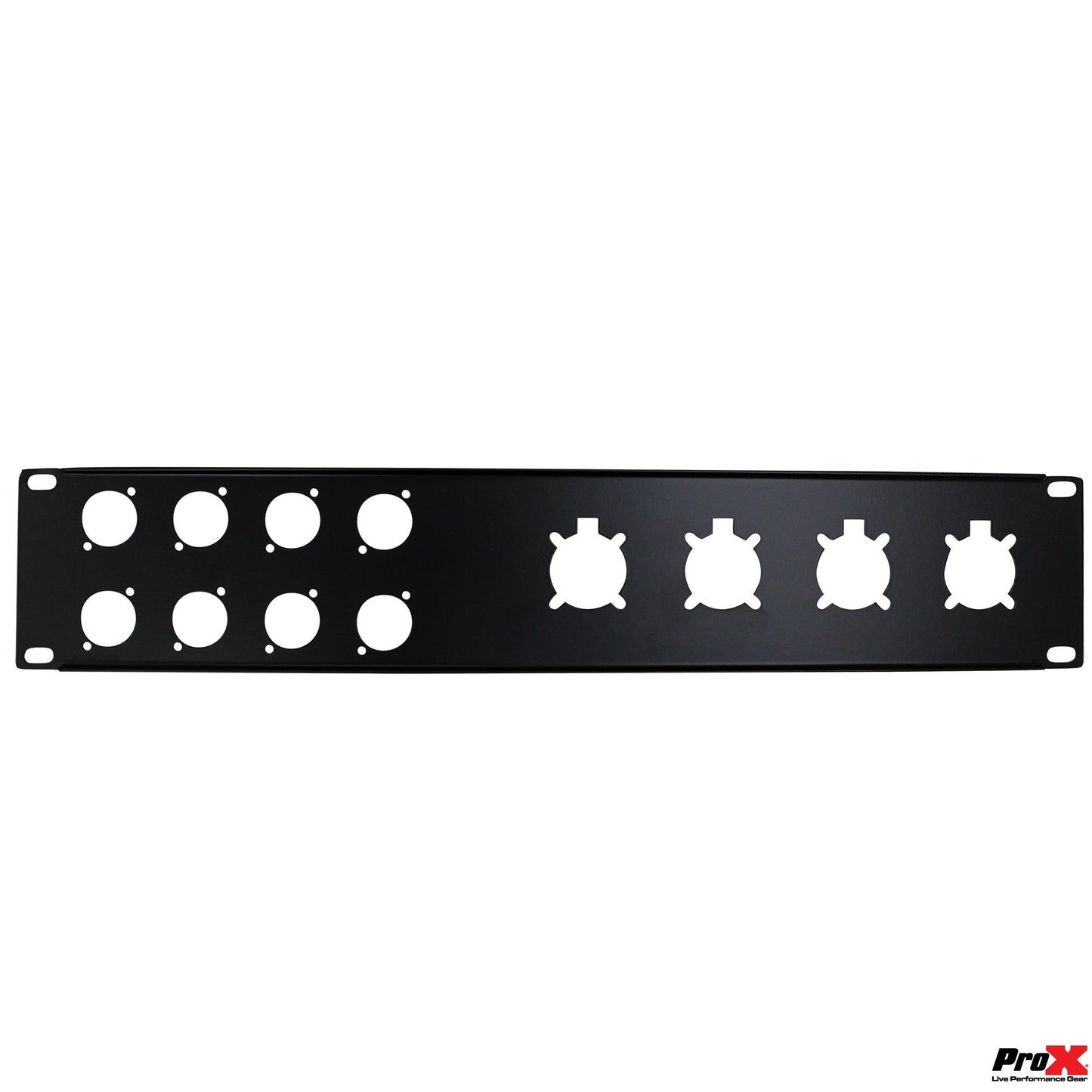 ProX Rack Panel 2U Rack Mount Panel For 19" Cases | Unloaded Patch Panel (8 XLR D + 4 NL4/NAC3)
