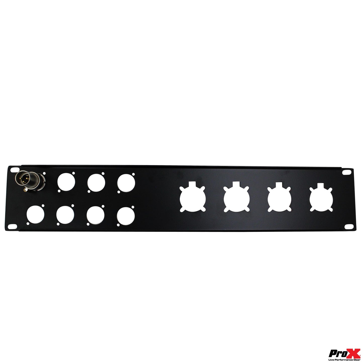 ProX Rack Panel 2U Rack Mount Panel For 19" Cases | Unloaded Patch Panel (8 XLR D + 4 NL4/NAC3)