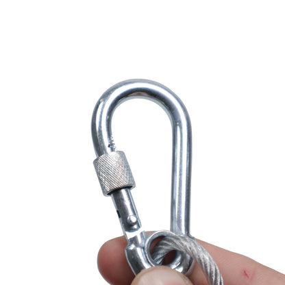 ProX Safety Cable Heavy Duty Galvanized Wire With Carabiner | 3 Ft | Silver