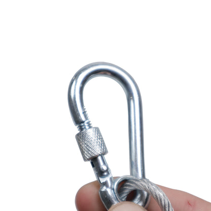ProX Safety Cable Heavy Duty Galvanized Wire With Carabiner | 3 Ft | Silver