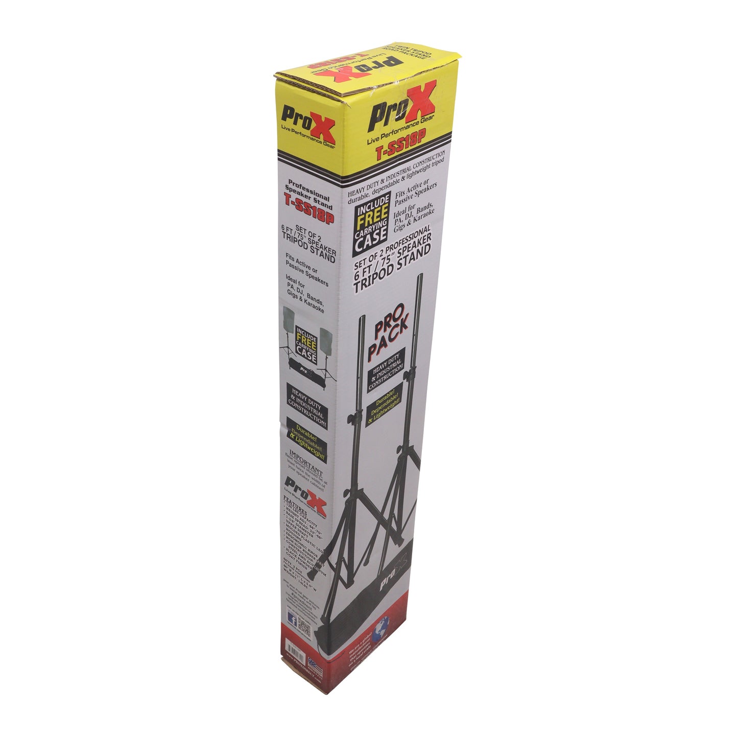 ProX Heavy Duty Speaker Tripod Stand | Set of 2 With Bag | 100 lb | 44"-72"