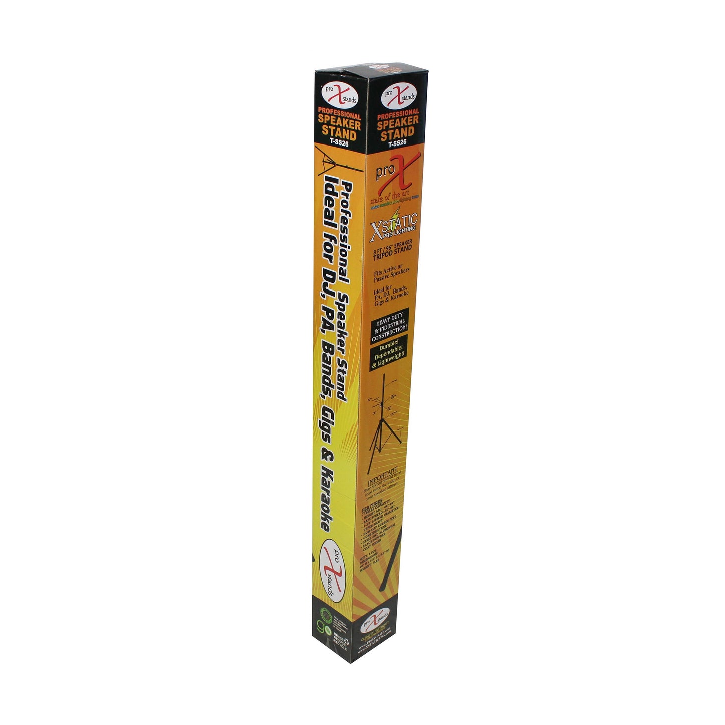 ProX Heavy Duty Speaker Tripod Stand | Single | 120 lb | 44"-72"