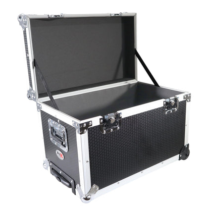ProX Utility Trunk Storage Case ATA Road Case With Foam | Small (17 in x 24.5 in x 15 in) | Retractable | Low-Profile Recessed Wheels