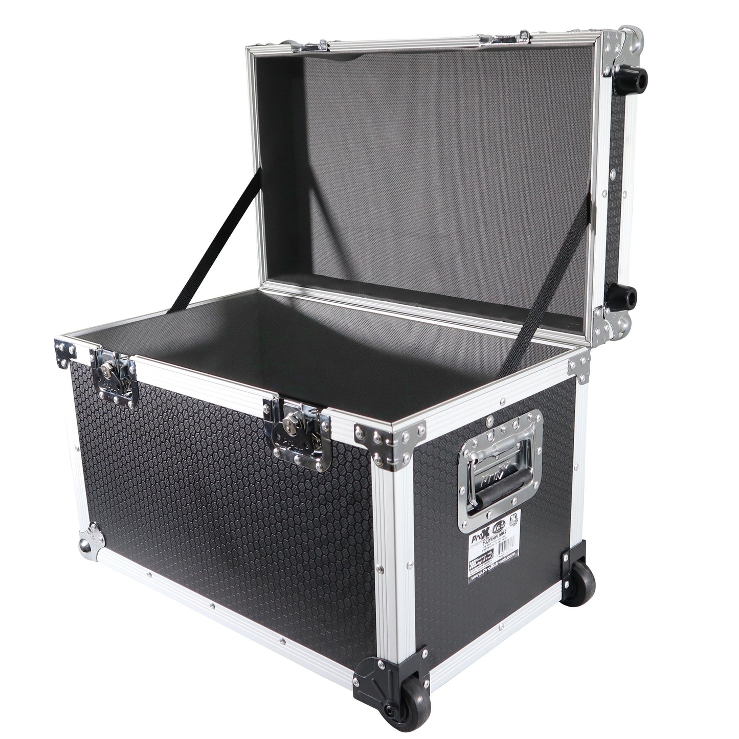ProX Utility Trunk Storage Case ATA Road Case With Foam | Small (17 in x 24.5 in x 15 in) | Retractable | Low-Profile Recessed Wheels